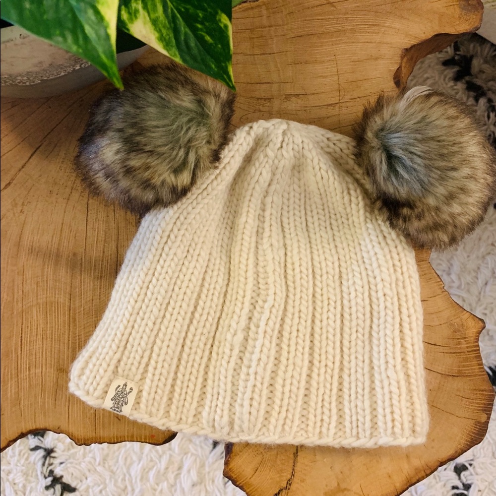 Handmade Wool Beanie with Poms